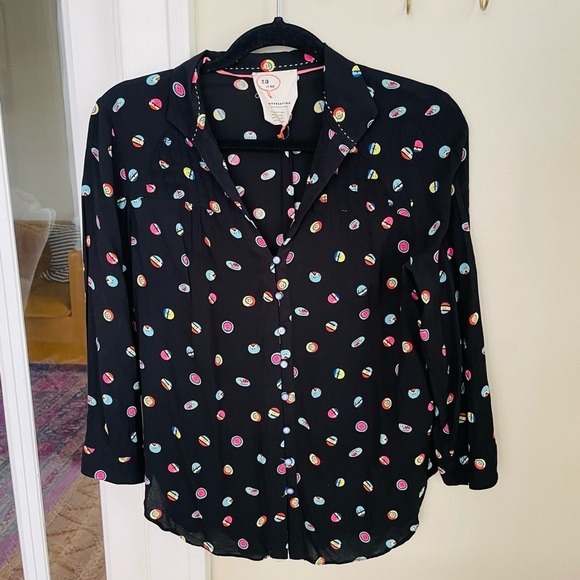 Anthro 52 Conversations Button Print Blouse - Picture 3 of 9